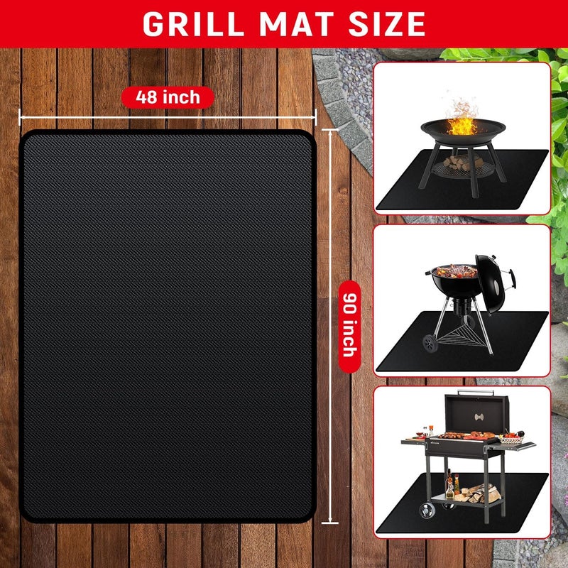 rumlick 90 x 48 inch Under Grill Mats for Outdoor Grill, Double-Sided Fireproof, Oil and Waterproof Protective Mat for Grass and Deck, Outerdoor BBQ Fire Pit Fireplace Mat - Image 5